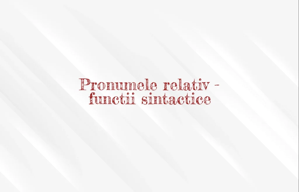 pronumele relativ functii sintactice