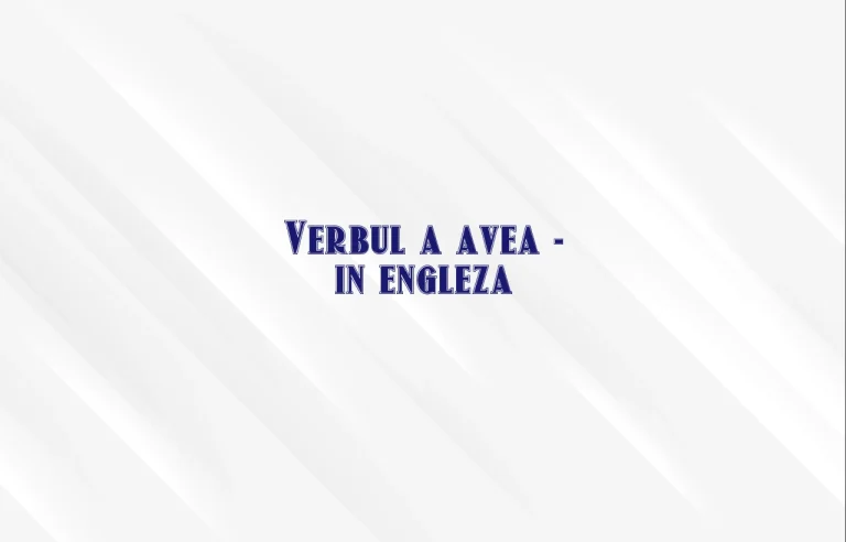 verbul a avea in engleza