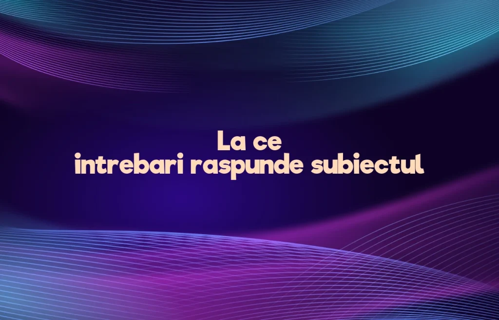 la ce intrebari raspunde subiectul