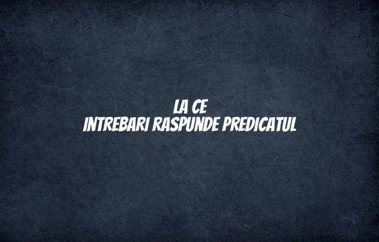 la ce intrebari raspunde predicatul